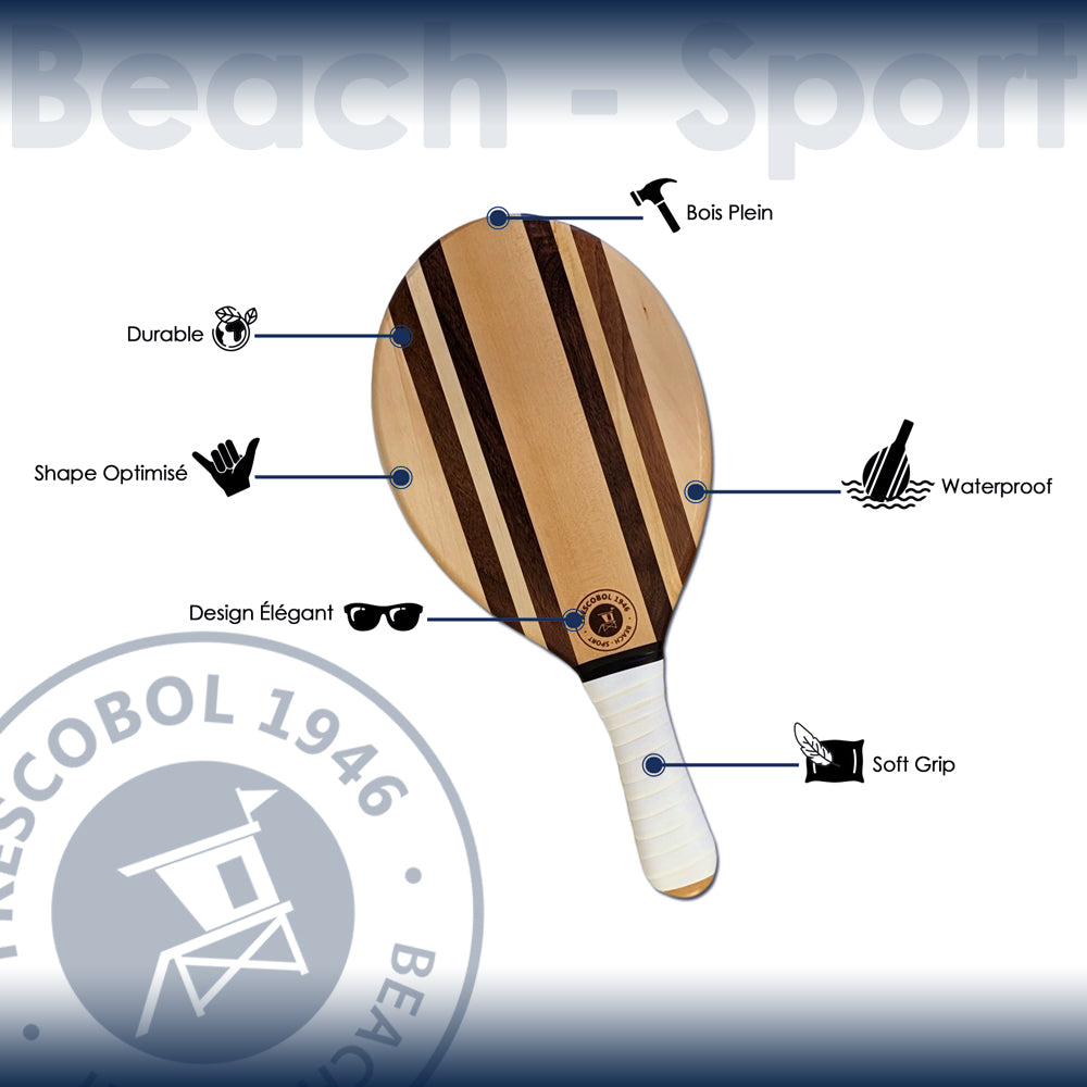 caractéristiques techniques raquette de plage en bois