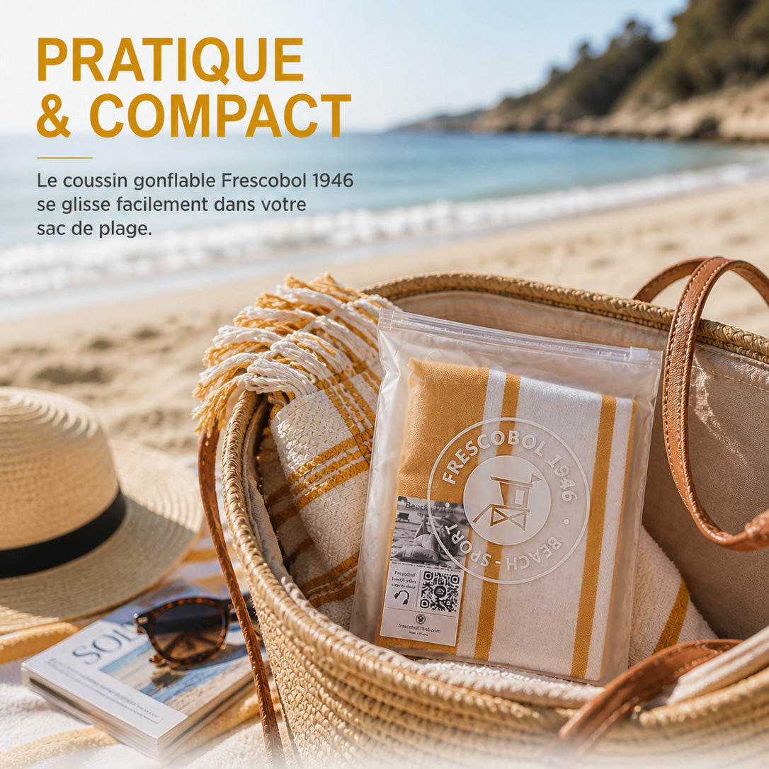 oreiller de plage gonflable avec housse zippée
