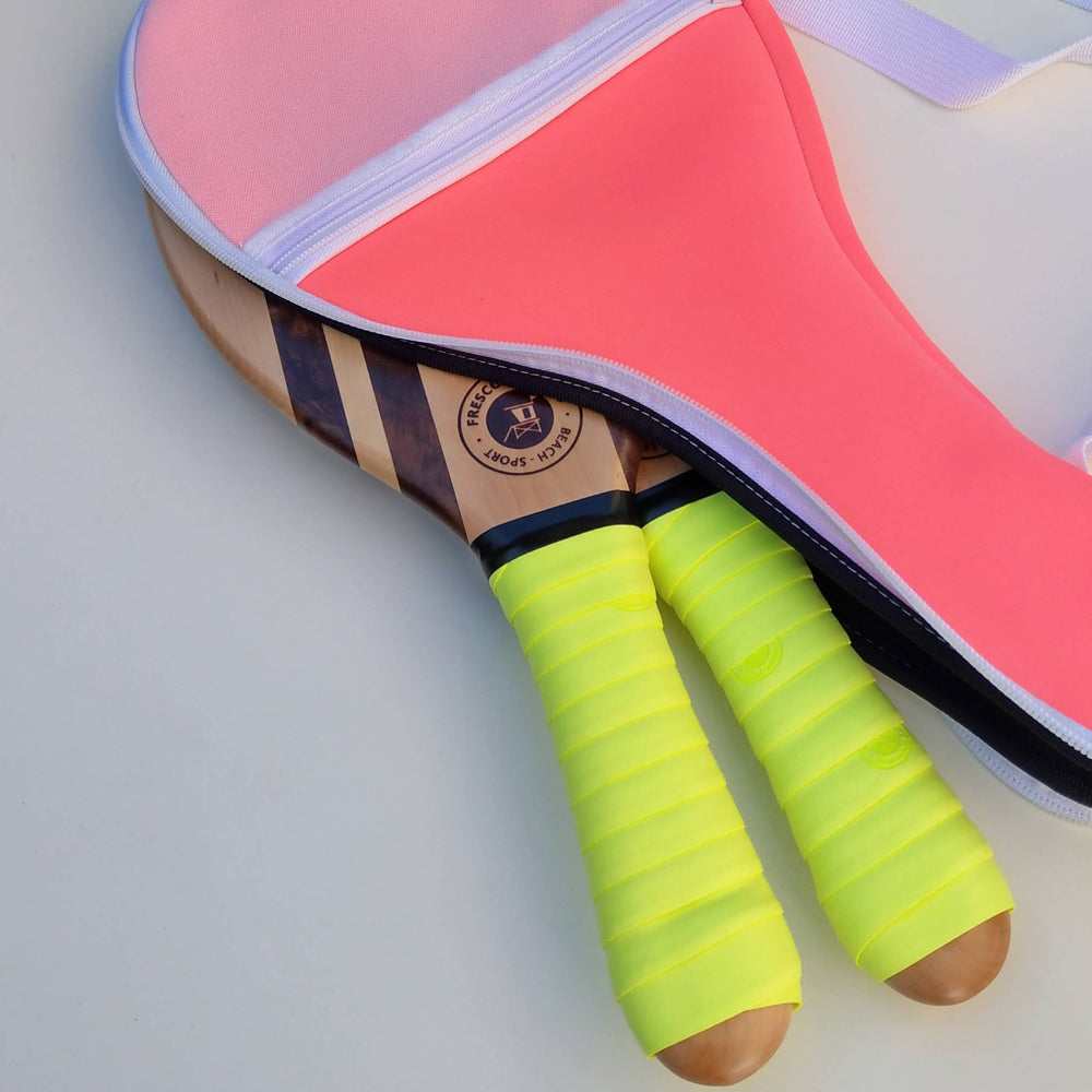 belles raquettes de plage haut de gamme rose fluo