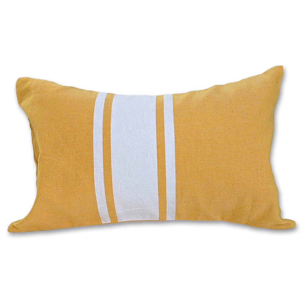 oreiller de plage gonflable jaune safran en fouta