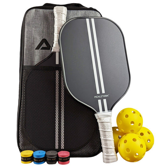 pack complet pickleball 2 raquettes pickleball, 4 balles ajourées 40 trous, 4 surgrips et une sacoche de transport AMS