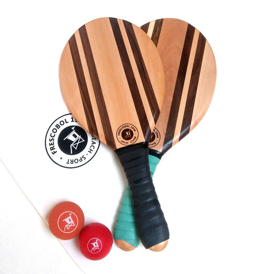 Juego de raquetas de playa de madera Frescobol - Verde tropical/Negro