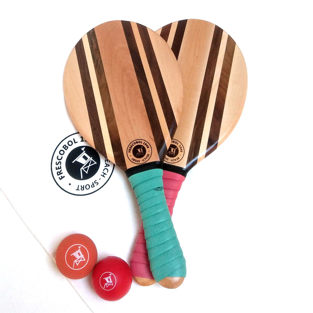 set de raquettes de plage en bois