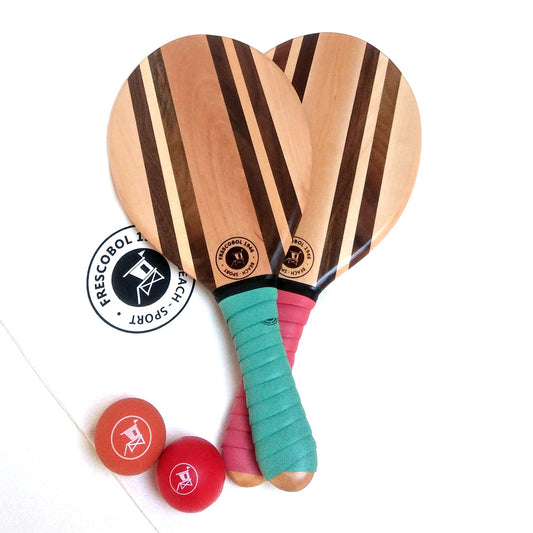 set de raquettes de plage en bois